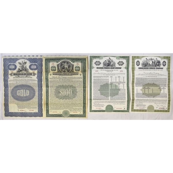 Electric Utility Coupon Bond Specimen Group, 1921 to 1958.