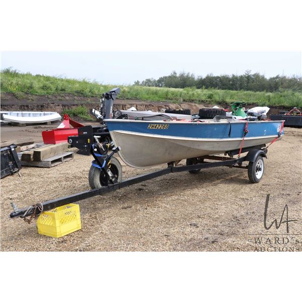 Prowler 14' aluminum boat, Serial 243014, with Evinrude 15hp motor, Serial 7006722, not tested at ti