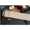 Image 2 : 3 measuring tools including Hughes-Owens slide rule in leather case, dial calipers, and angle level 