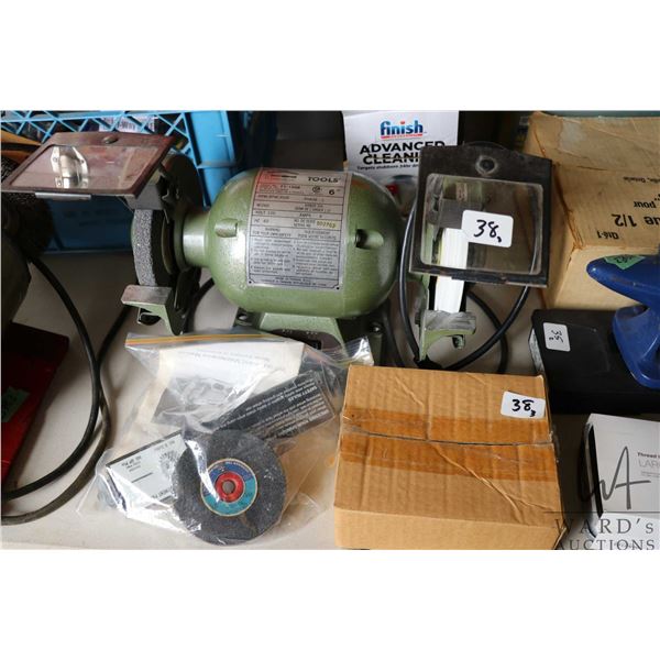 House of Tools 6" bench grinder, comes with extra stones and dressing tool, working at time of catlo