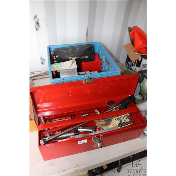 Large selection of hand tools including 1/2" drive torque wrench, AC charge kit, assorted pullers, r