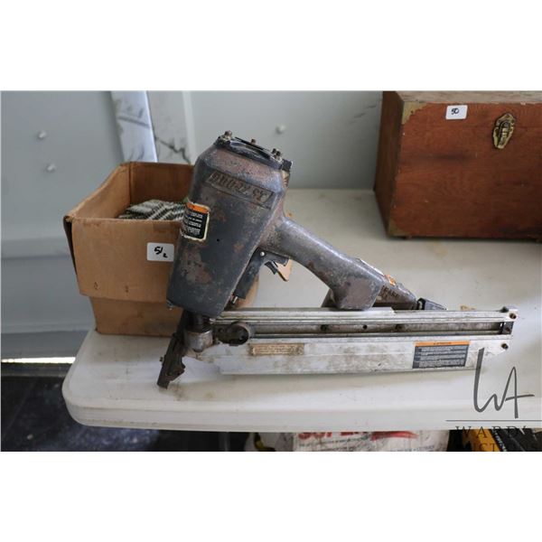 Duo-Fast Nailer model CN350 air nailer with partial box of nails, not tested at time of catalouging
