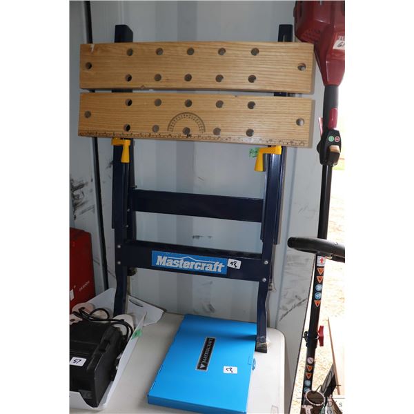 Mastercraft Standard and Metric tap and die set, appears complete, and a Mastercraft folding worktab