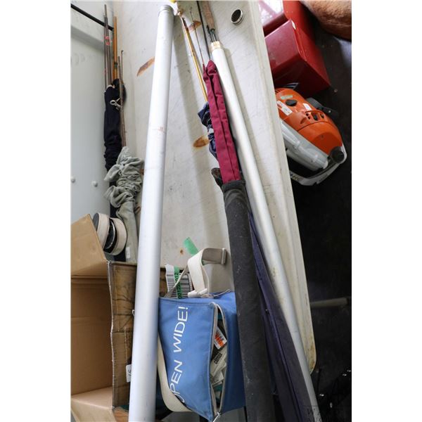 4 fly rods and box of assorted fishing tackle including flies, line, leaders, etc