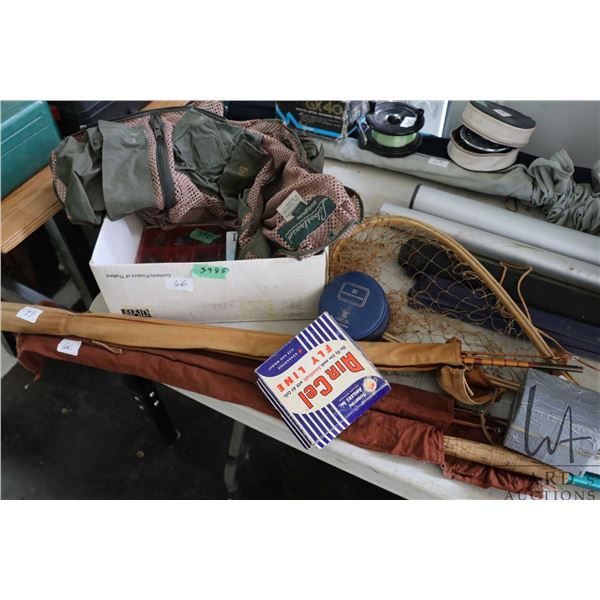 2 vintage Arjon bamboo fly rods in original cases, 2 House of Hardy fishing reels, large selection o