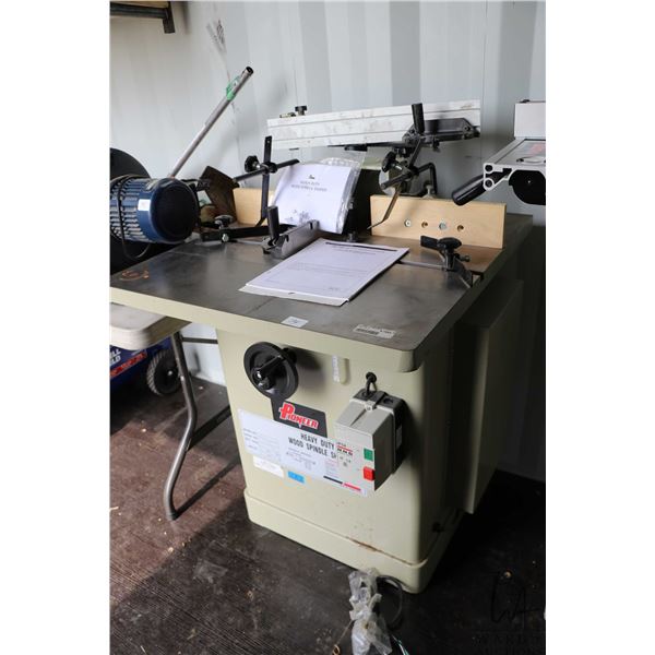 Pioneer heavy duty wood spindle shaper model PNR18-175, serial 001, 220v, includes accessories, top 