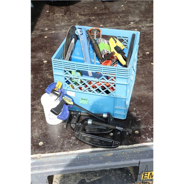 Selection of hand tools including caulking guns, Remington impact driver, gas powered solder kit, st