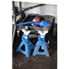 Image 1 : Selection of automotive service tools including Campbell Hausfeld 1/2" air impact, 2 jack stands, oi