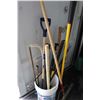Image 2 : Selection of construction hand tools including axes, sledgehammers, tamper, bow saw, ice breaker, pr