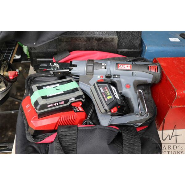 Seneco model DS215 18v cordless screwdriver with 2 batteries and charger in carry case, working at t