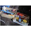 Image 1 : Selection of tools and hardware including heavy duty hand drill, hand saws, hammers, chisels, assort