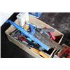 Image 3 : Selection of tools and hardware including heavy duty hand drill, hand saws, hammers, chisels, assort