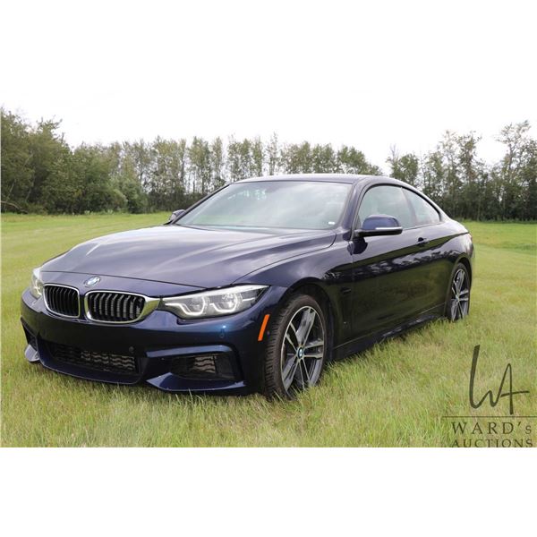 2018 BMW 440i twin power turbo, automatic transmission with paddle shift, blue exterior, cream and b