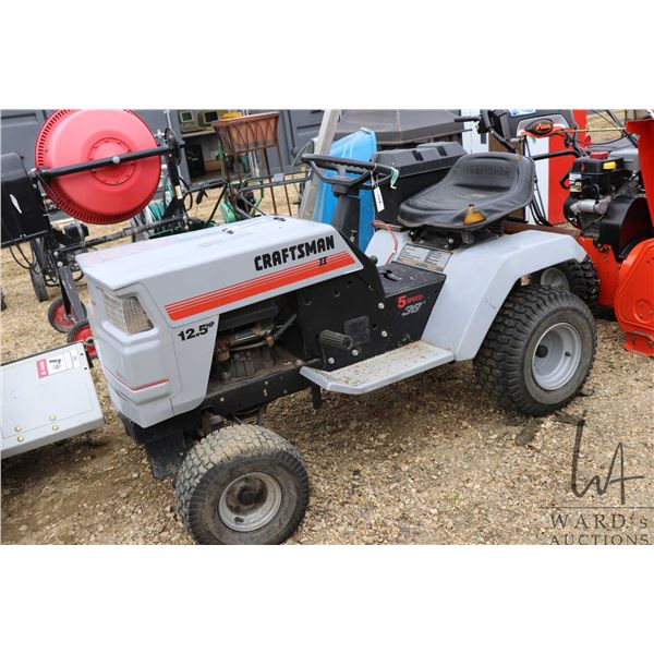 Vintage Craftsman II 12.5hp 5 speed tractor, sold as is, not running at time of catalouging, no batt