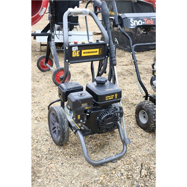 BE Shopworks 2700PSI gas powered pressure washer, appears unused, not tested at time of catalouging