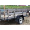 Image 3 : Tilt deck trailer with 7'x10' bed with 24" wooden stake sides, 13" tires, no serial number present