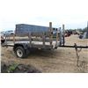 Image 5 : Tilt deck trailer with 7'x10' bed with 24" wooden stake sides, 13" tires, no serial number present