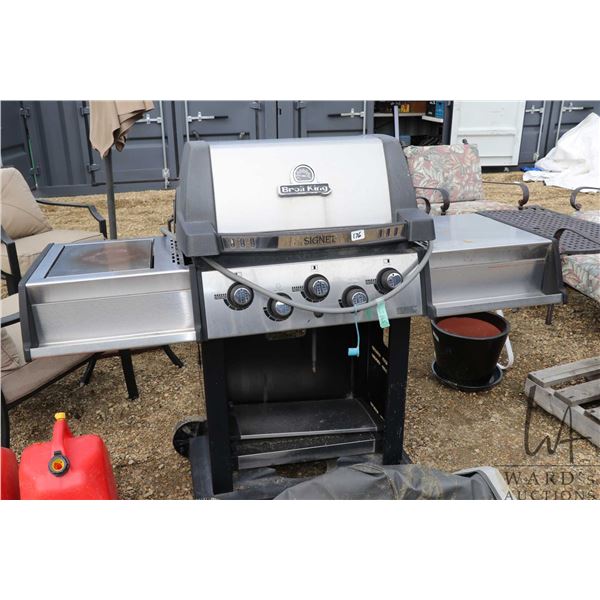 Broil King Signet 3 burner barbecue with side burner, 62" wide, comes with cover, currently set for 
