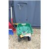Image 3 : Selection of lawn care tools including a Scotts Turfbuilder fertilizer/seed spreader, garden fork, s