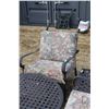 Image 2 : 6 piece patio furniture set including 4 metal arm chairs, foot stool, and a 41" centre table