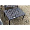 Image 3 : 6 piece patio furniture set including 4 metal arm chairs, foot stool, and a 41" centre table