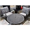 Image 4 : 6 piece patio furniture set including 4 metal arm chairs, foot stool, and a 41" centre table