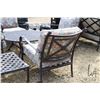 Image 5 : 6 piece patio furniture set including 4 metal arm chairs, foot stool, and a 41" centre table