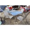 Image 1 : 5 piece patio furniture set including 56"x36" glass top table and 4 metal framed chairs