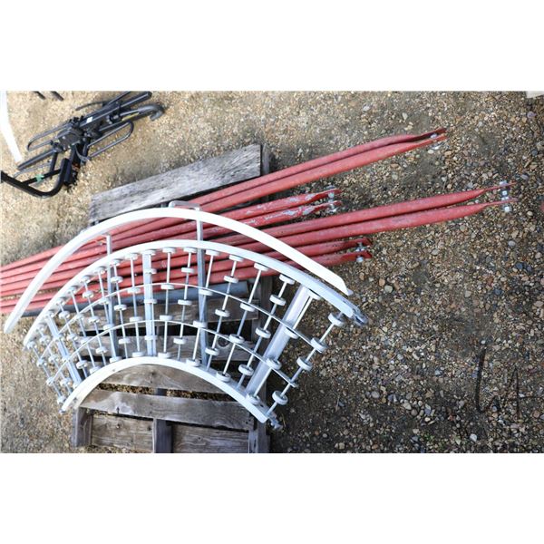 2 9" Scaffold X braces and 2 8' scaffold X braces, and an aluminum rolling corner