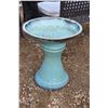 Image 1 : Teal glazed stoneware bird bath, 18" tall, 17" diameter