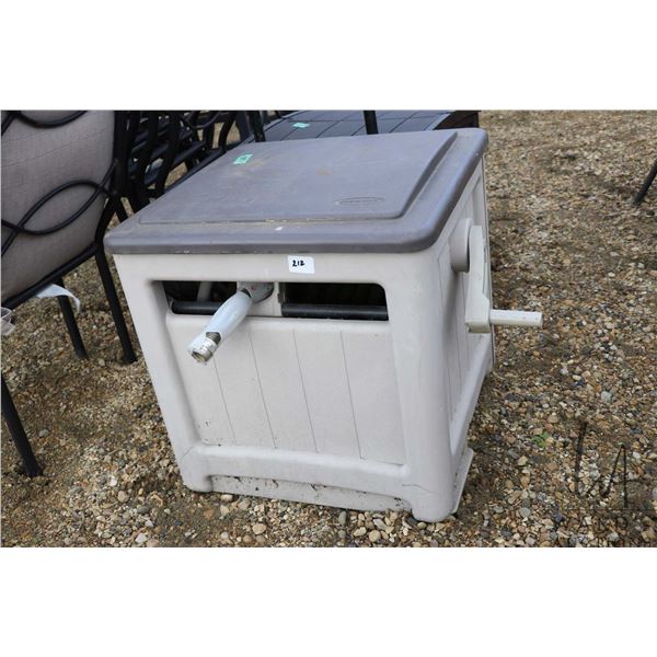 Cranking hose storage bin with approx 100' hose