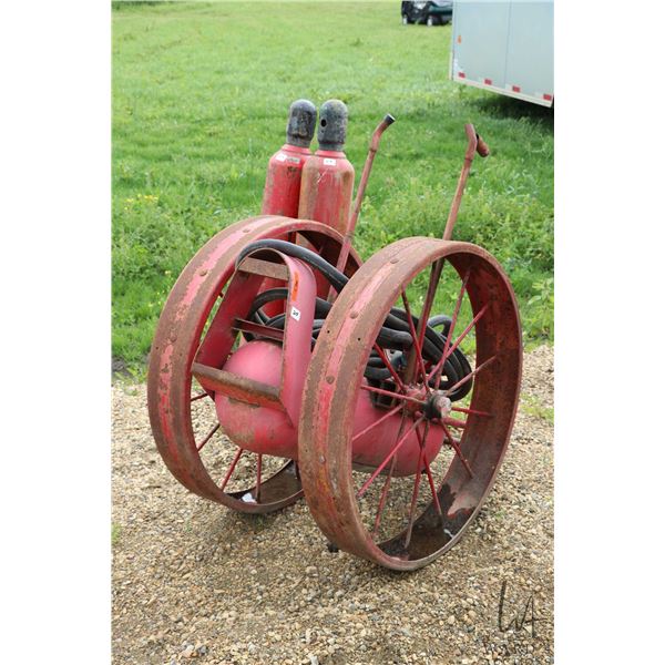 Antique fire station extinguisher with 2 large nitrogen tanks