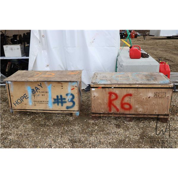 2 wooden storage crates 24" high x 45" wide x 21" deep