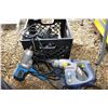 Image 1 : Selection of corded electric power tools including Makita drywall gun, 2 4" angle grinders, Mastercr