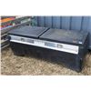Image 1 : Plastic pickup box storage unit, 23" tall x 60" wide x 20" deep, has 2 locking doors, comes with key