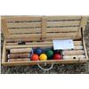 Image 1 : Wood cased family croquet set, appears unused and complete