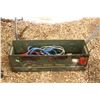 Image 1 : Metal military ammo box with a set of booster cables and a vintage Firestone battery charger