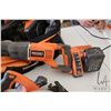 Image 2 : Selection of Rigid 24v battery operated tools including reciprocating saw, circular saw, flashlight,