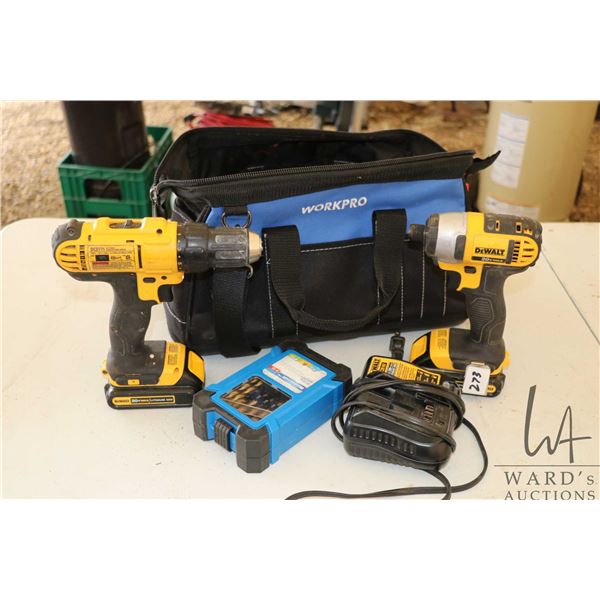 DeWalt 20v impact driver and variable speed drill set with charger and 2 batteries plus a partial Ma