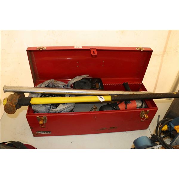 Selection of tools including Remington powder actuated fastener, 4" angle grinder, working at time o