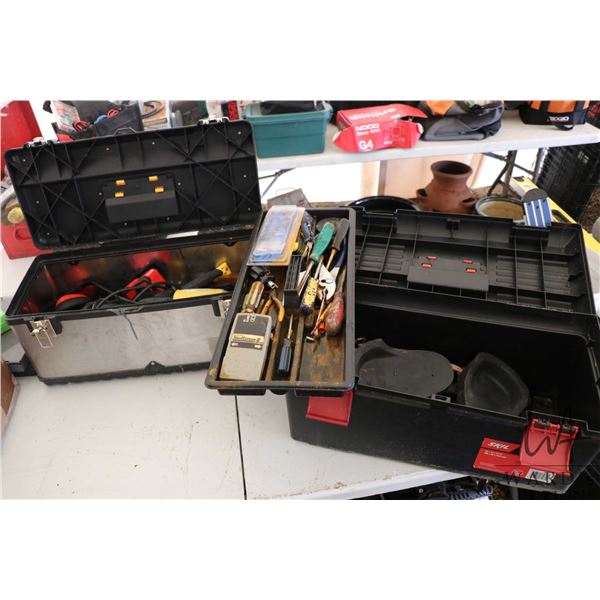 2 tool boxes with assortment of tools including a Powerfist Reciprocating saw, working at time of ca