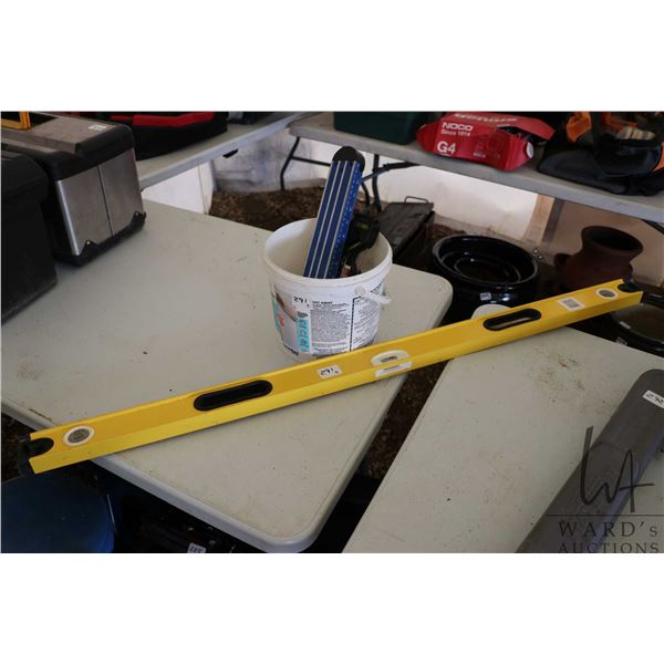 Selection of levels including PowerFist digital angle finder level, Maxall multifunction level, and 
