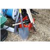 Image 2 : Selection of gardening tools and accessories including Scotts seed and fertilizer spreader, hose ree