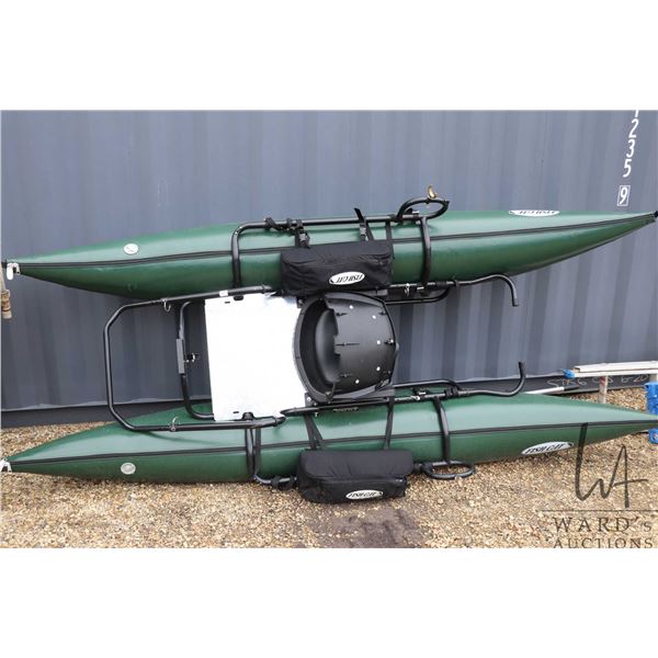 Catfish 10-1R StandUp single seater pontoon fishing boat with 2 oars and storage bags