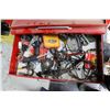 Image 15 : Beach brand mechanics top and bottom tool box with contents including flaring tool, new master craft