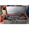 Image 2 : Portable tool box with large selection of misc. sockets, Motomaster 12v air compressor, trouble ligh