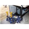 Image 1 : Napa 3 1/2 ton floor jack and 2 4 ton jack stands, part of floor jack handle missing