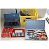 Image 1 : Selection of tools including 12v compressor, power polisher, trouble light, soldering gun, pliers, e