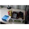 Image 1 : Selection of golf balls, hole saw blades, Ion lite torch, drill index, small adj square etc..