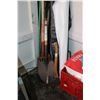 Image 2 : Garden hose, gardening tools including shovels, rack pitch fork, plus weed mat etc..